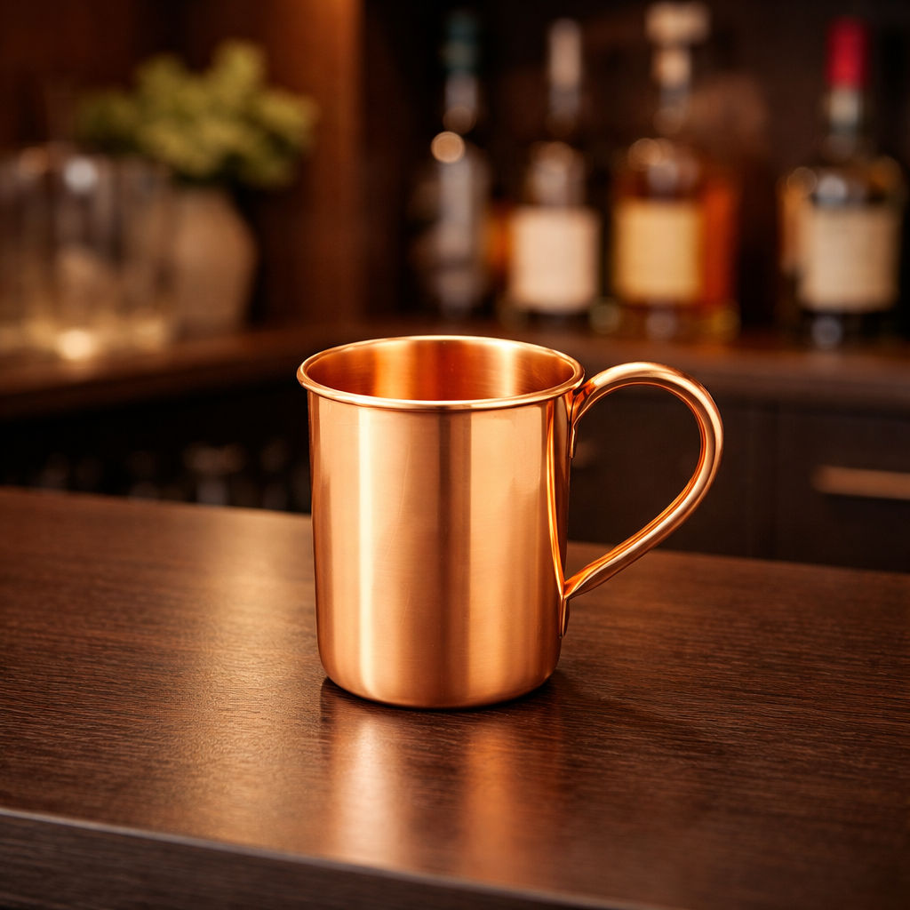 Pure copper straight shaped rolled edge plain design beer mug 1, 400 ML